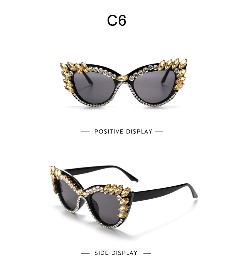 Luxurious Geometric Pc Cat Eye Diamond Full Frame Women's Sunglasses display picture 10