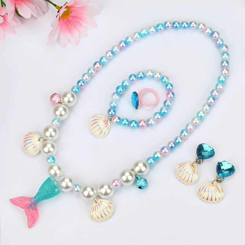 보석 블루 공주 물고기 꼬리 세트