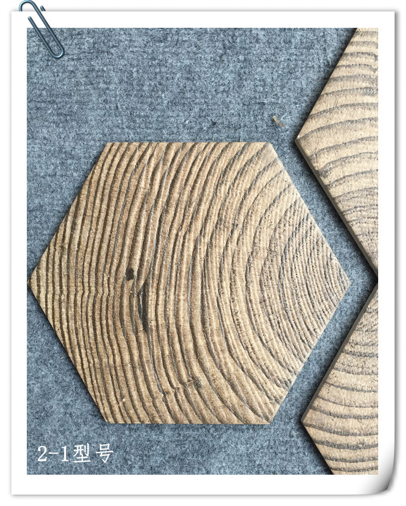 年轮瓷砖六角砖特色北欧木纹系列咖啡厅酒店背景墙仿文异形六边形