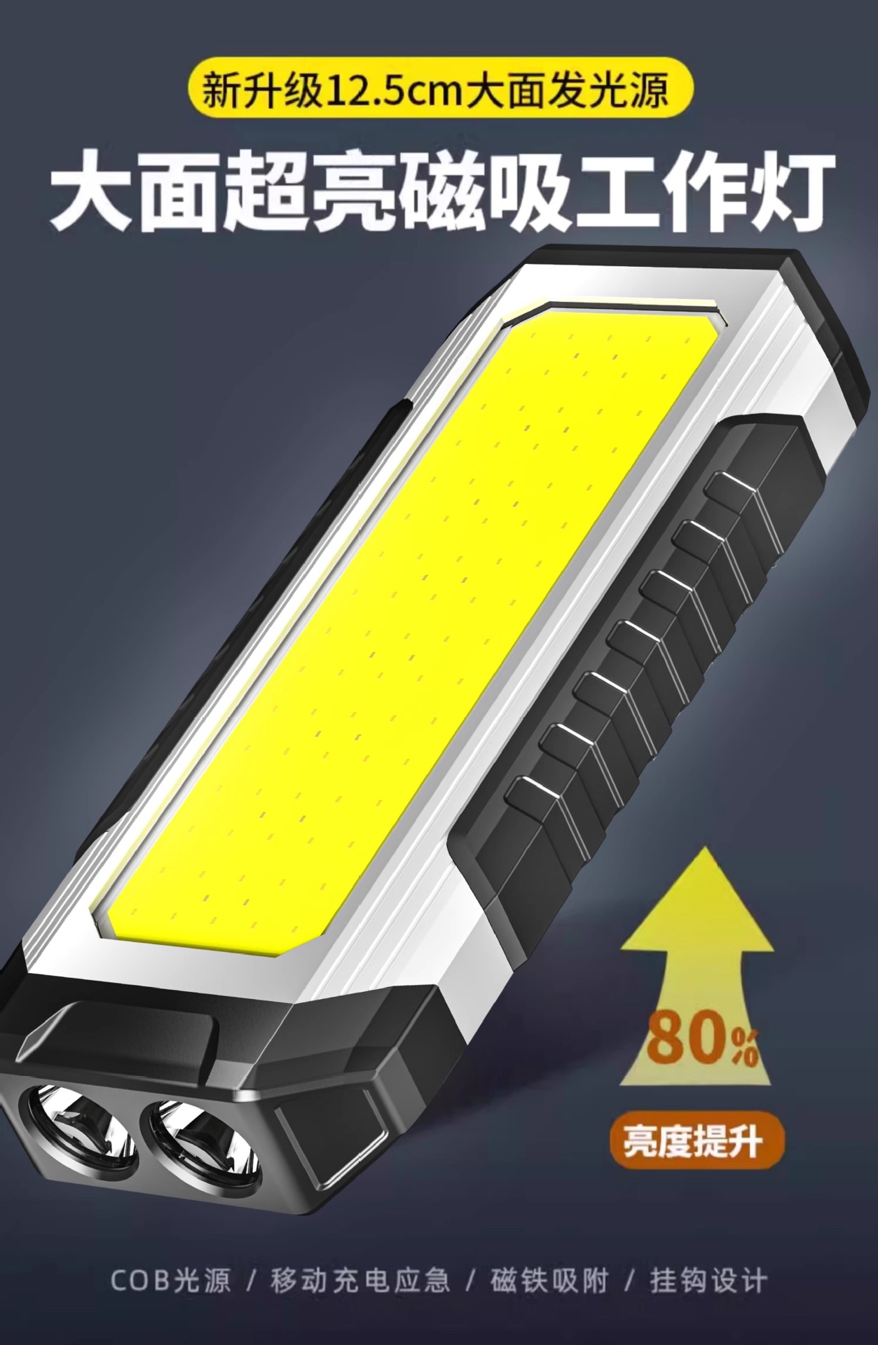 Super Bright Strong Magnetic Work Light Auto Repair Repair Light Strong Light Long Life Car Repair Outdoor Rechargeable Lighting Hand Wholesale