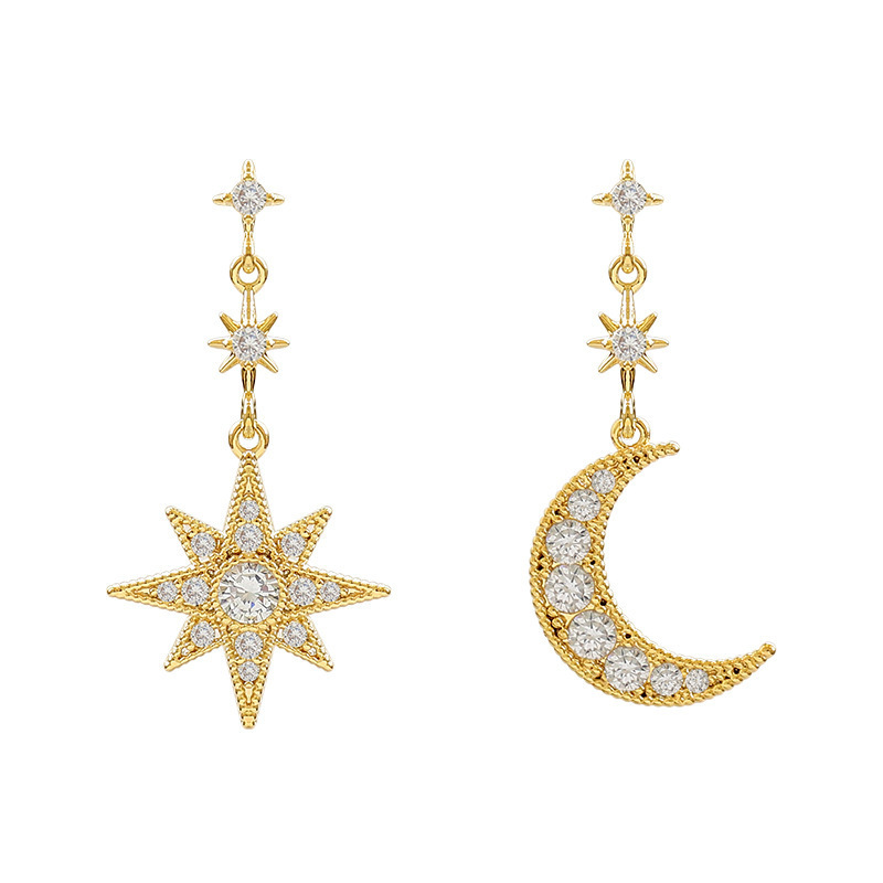 Elegant Star Moon Alloy Plating Inlay Rhinestones Women's Drop Earrings display picture 6