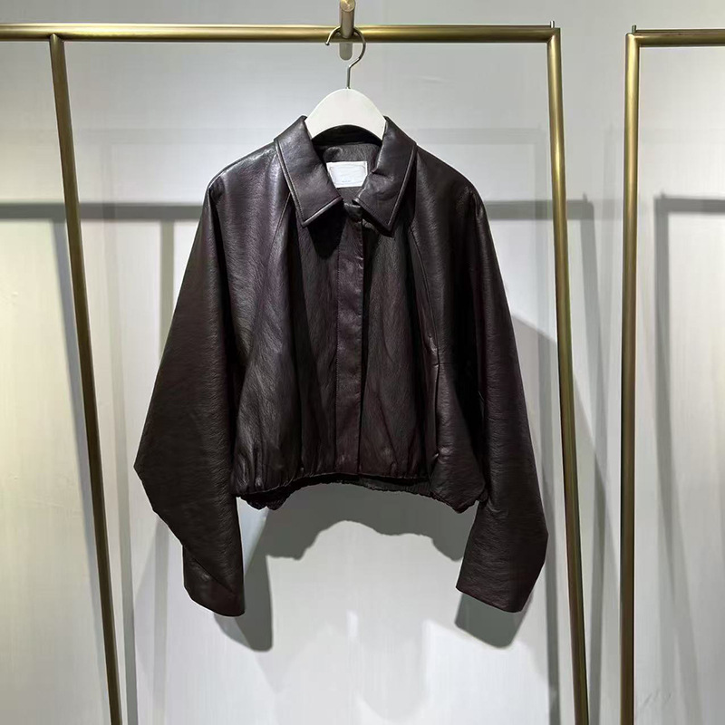 Shopping Mall Same Style 2025 Autum New Lapel Pu Leather Short Jacket Casual Commuter Jacket for Women 3g8710731