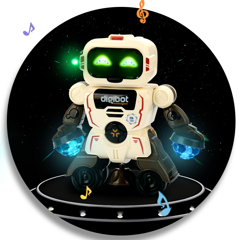 Robot de baile eléctrico transfronterizo juguetes de luz música tecnología robot giratorio juguetes para niños al por mayor