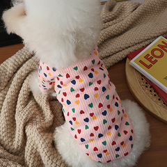韓風ペット小型犬服テディ比熊法斗博美夏服ボタンカーディガン秋冬服