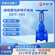 球铁明杆Z41T-16Q球墨铸铁直通径铜芯不锈钢杆赣玛体明杆法兰闸阀