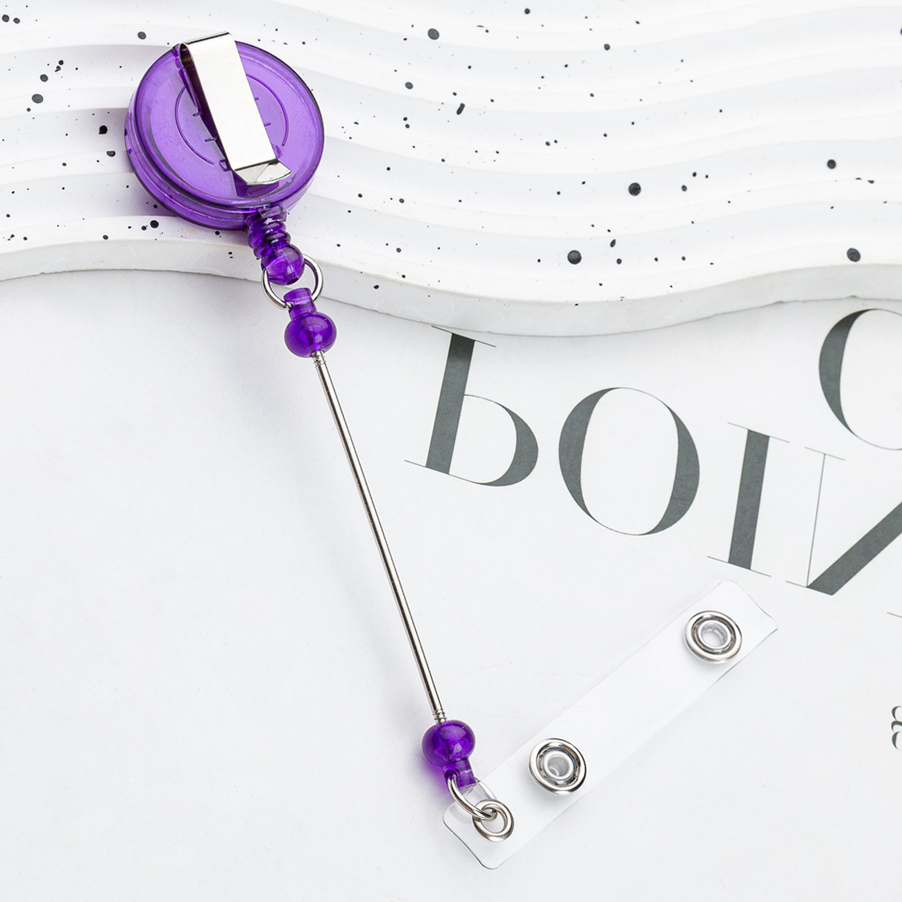 Cubierta de tarjeta retráctil fácil de tirar hebilla creativa perlas llavero retráctil hebilla de trabajo placa de identificación fácil de tirar hebilla de cable