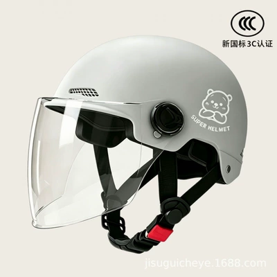 Motosiklet kaskı (dəbilqə) Unisex Electric Scooter Helmet, All-Season - gray-transparent-long-mirror-silver-white-bear