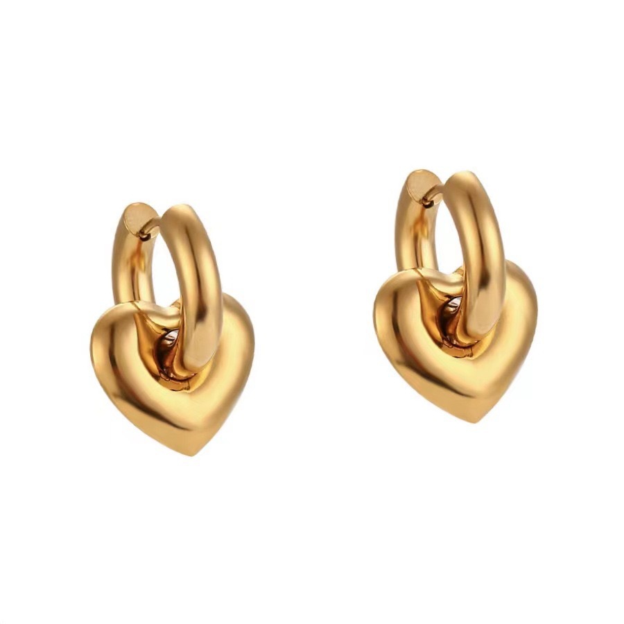 Polishing Design 1 Pair Simple Style Star Heart Shape Polishing Titanium Steel Drop Earrings