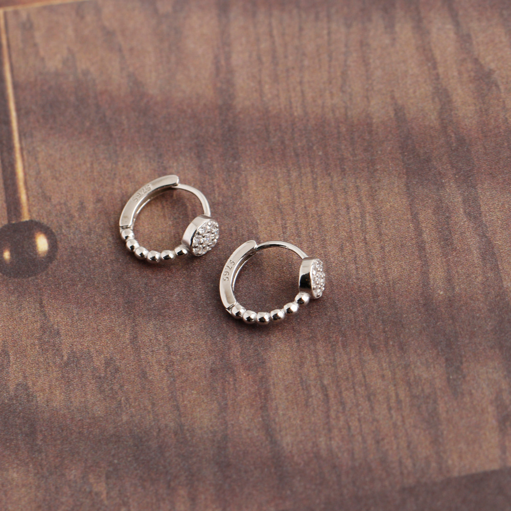 Fashion Geometric Sterling Silver Inlay Zircon Earrings 1 Pair