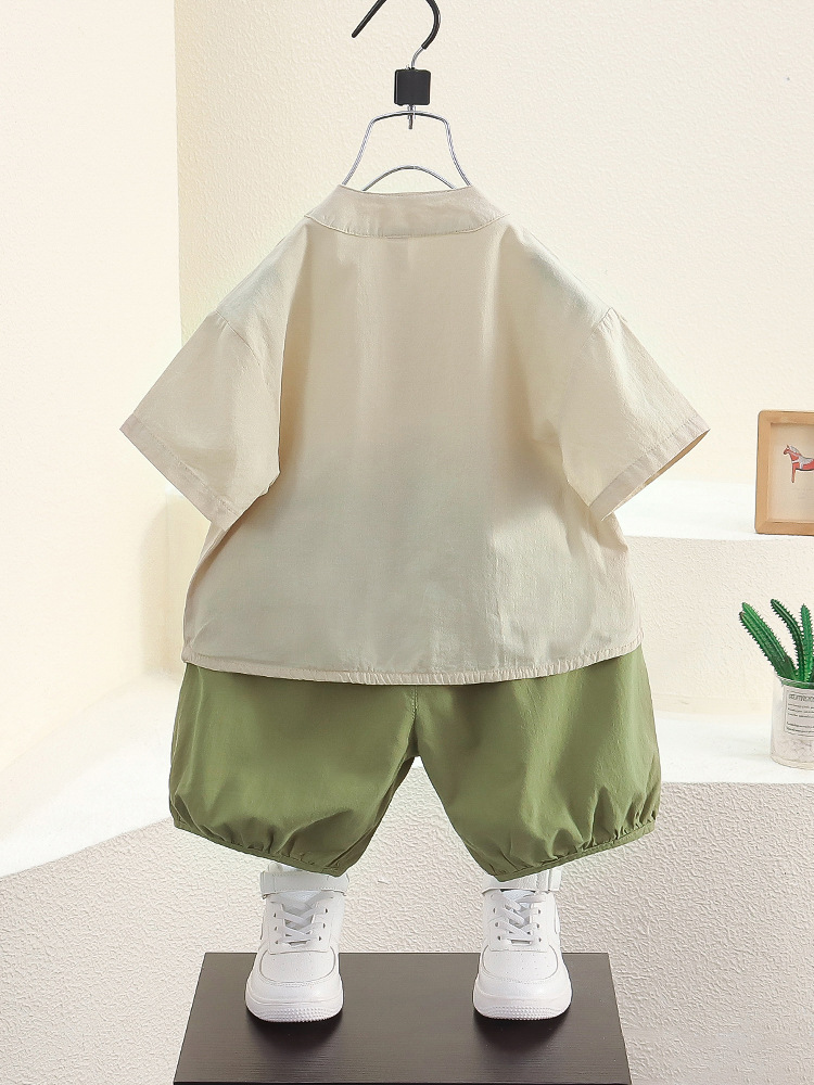 7925 Traje Hanfu de verano para niños Traje Tang de estilo nacional Traje de dos piezas Vestido de verano para niños Nueva ropa china de algodón y lino para bebés