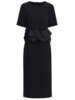 Zhili Black Young Mom High Waist Skirt 3D Ruffle Edge Spliced Short Sleeve Acetic Acid Dress 2024 Summer