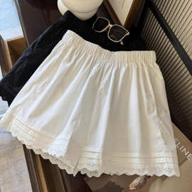 蕾丝花边白色短裤女2026春夏松弛感宽松小个子百搭a字休闲阔腿裤