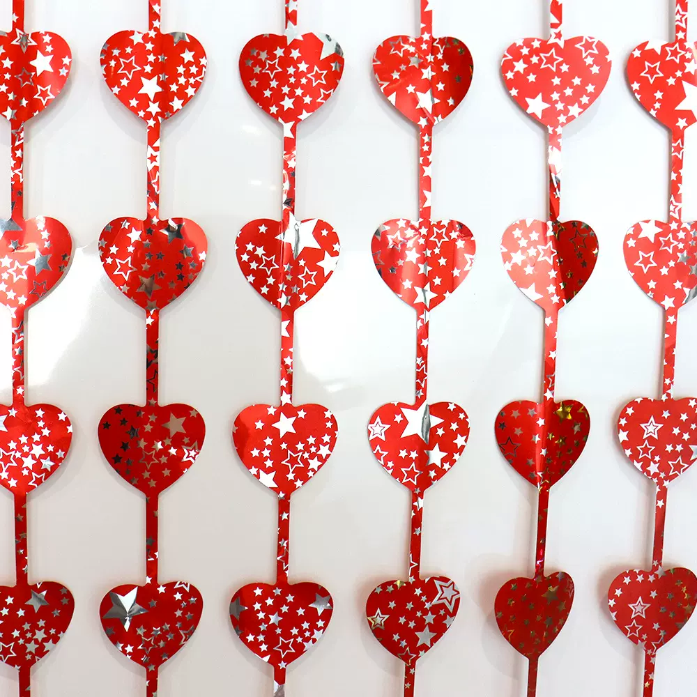 情人节派对装饰用品雨丝门帘 亚马逊爱心挂帘陶瓷色桃心门帘