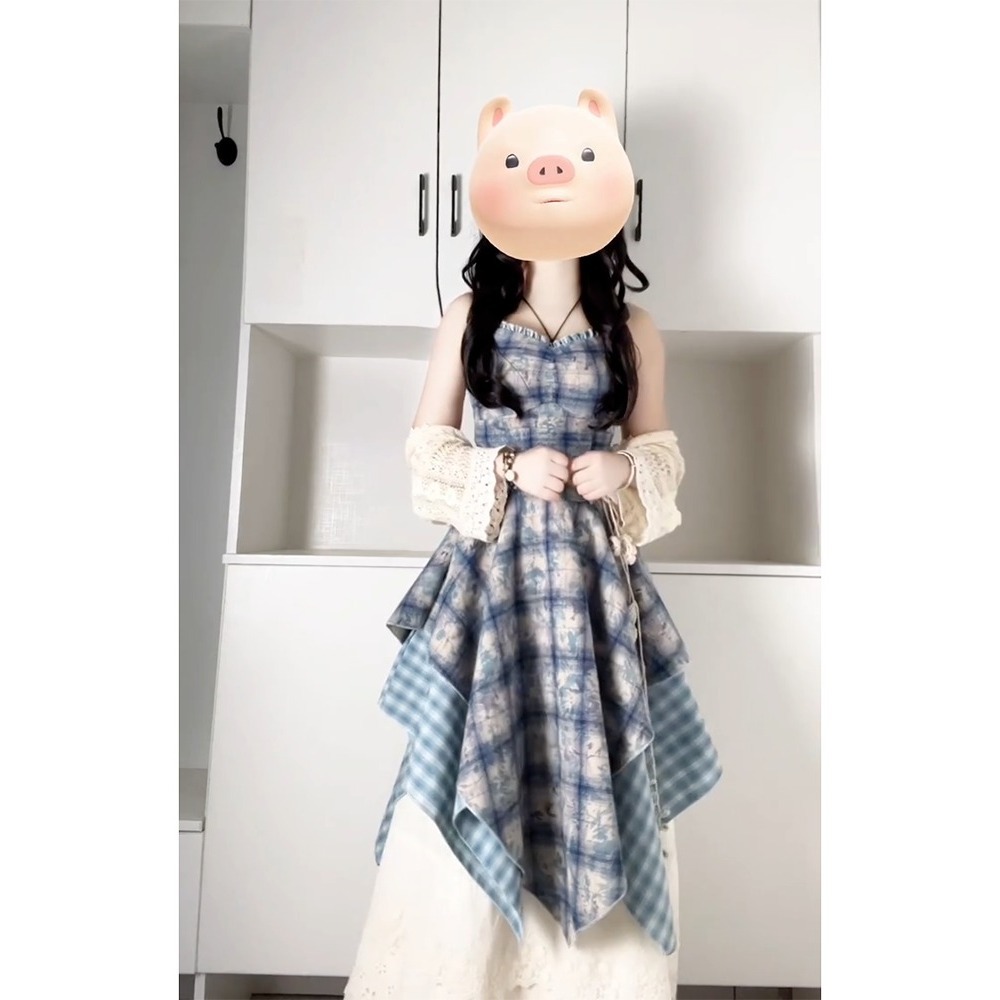 슈트 (숄+체크무늬 서스펜더 스커트)