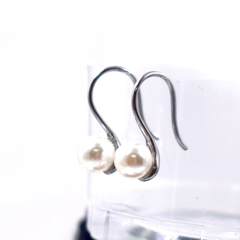 DIY pendientes material de acero inoxidable tacones altos perla oreja gancho titular accesorios cuchara perla pendientes titular para las mujeres