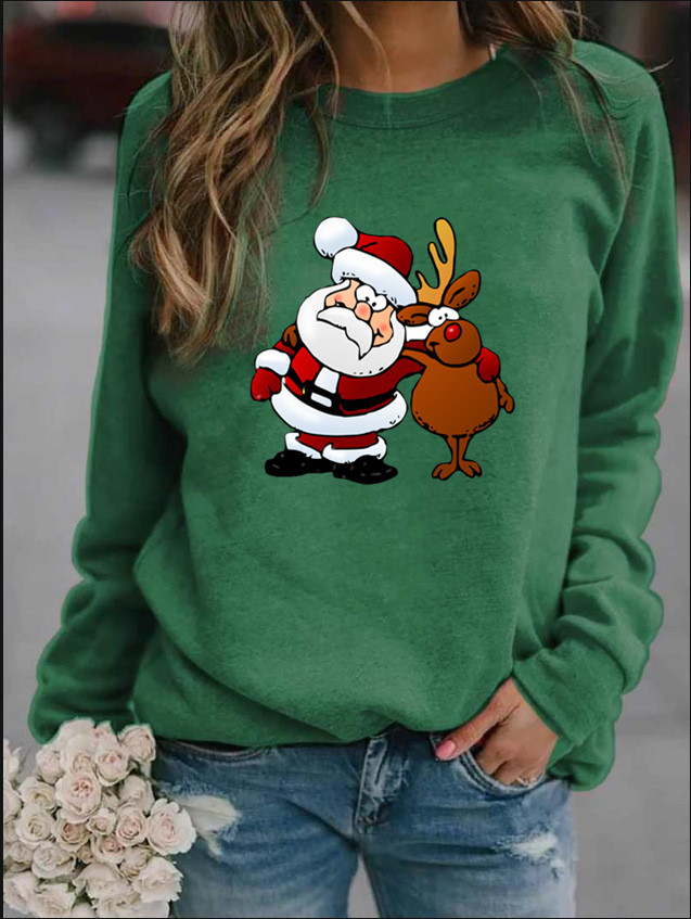 Women's Hoodie Long Sleeve Hoodies & Sweatshirts Printing Christmas Santa Claus Reindeer display picture 5