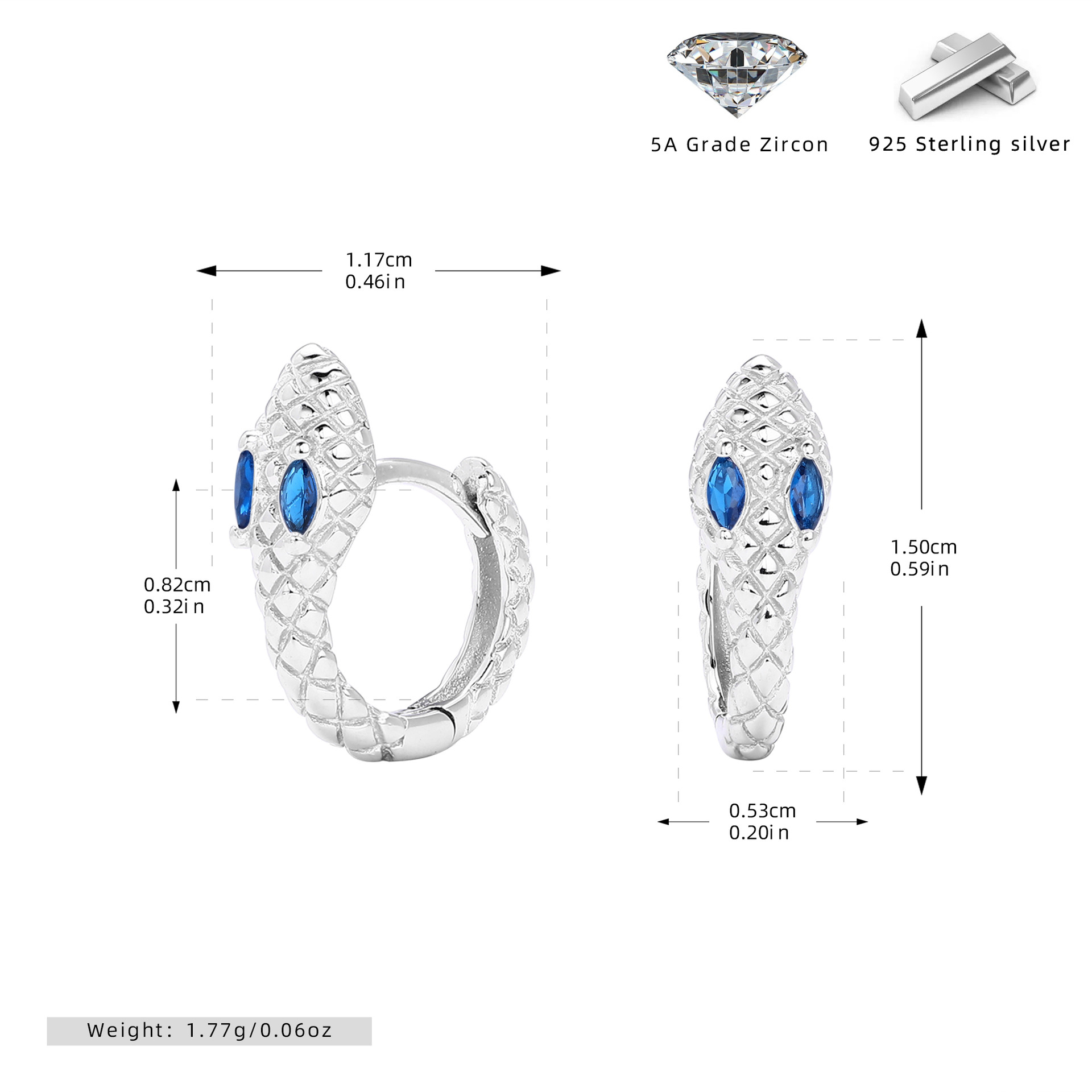 925 silver plating platinum-blue