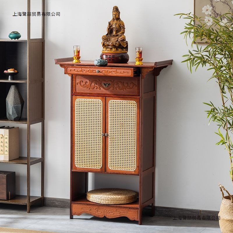 Solid Wood Household Altar Table for Offering Incense, God of Wealth Buddha Table, Modern Shrine, New Chinese Style Standing Cabinet, Entrance Cabinet