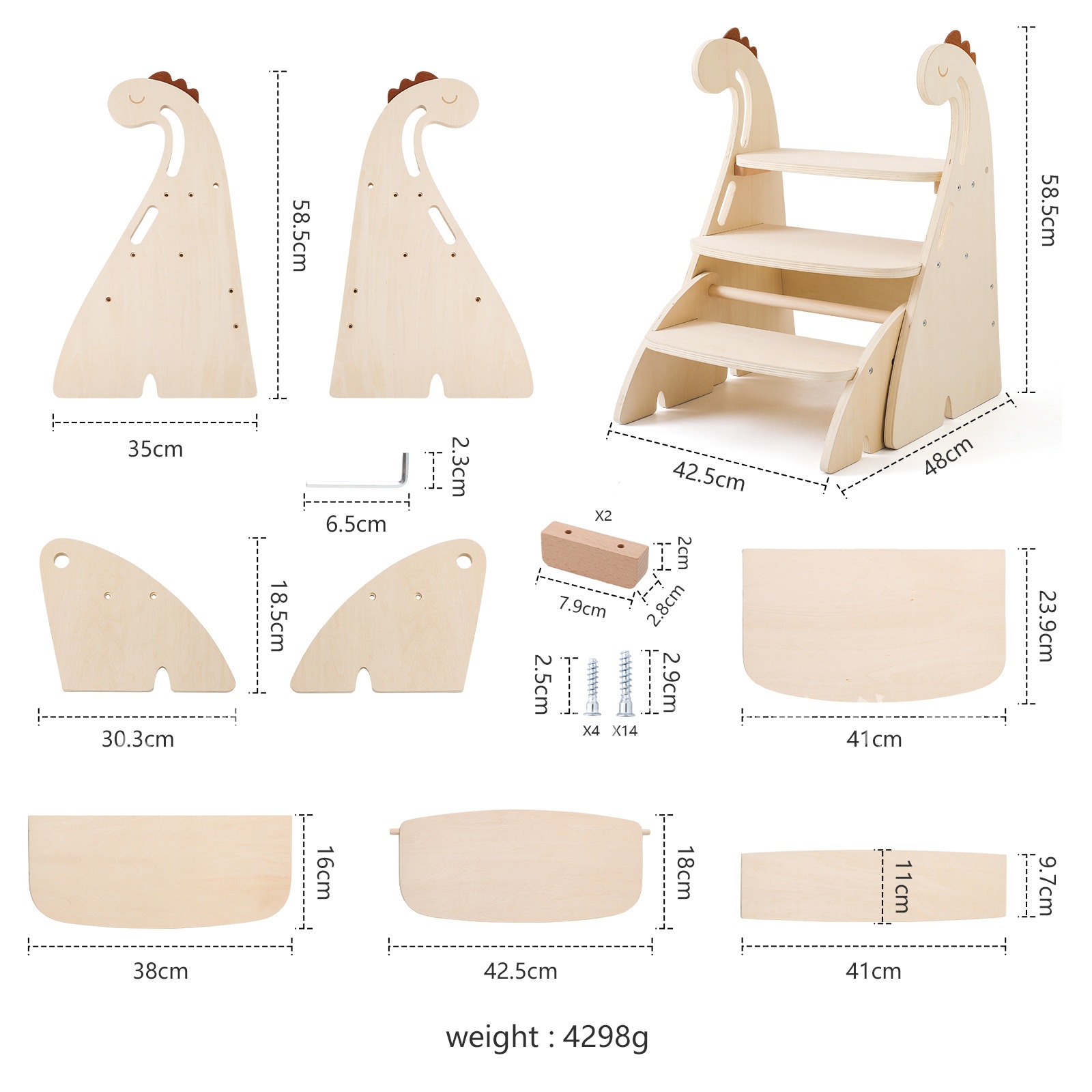 Silla de escalada de madera para niños transfronterizos, silla para bebé, dinosaurio, bebé, ir a la cama, lavar, taburete de escalada, silla de escalada para niños image 8