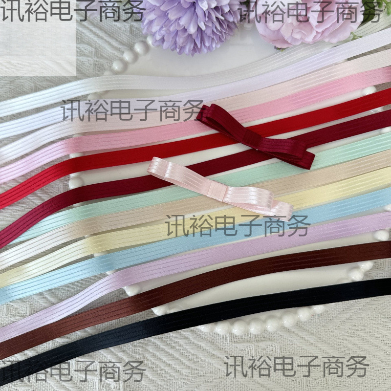 9mm high gloss striped satin ribbon strawberry Charlotte lolita flower bun handmade DIY hair accessory