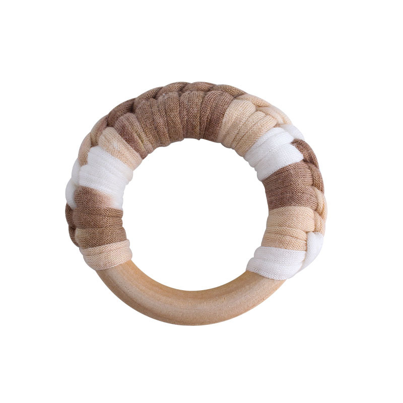 Bebé de madera mano ejercicio agarre juguete nuevo hecho a mano algodón cuerda tejida niños molar juguete mordedor