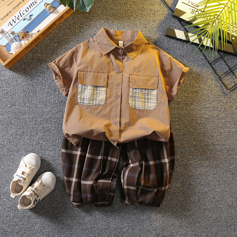 5693 Traje de manga corta de verano para niños 2025 nueva ropa para niños de verano para niños