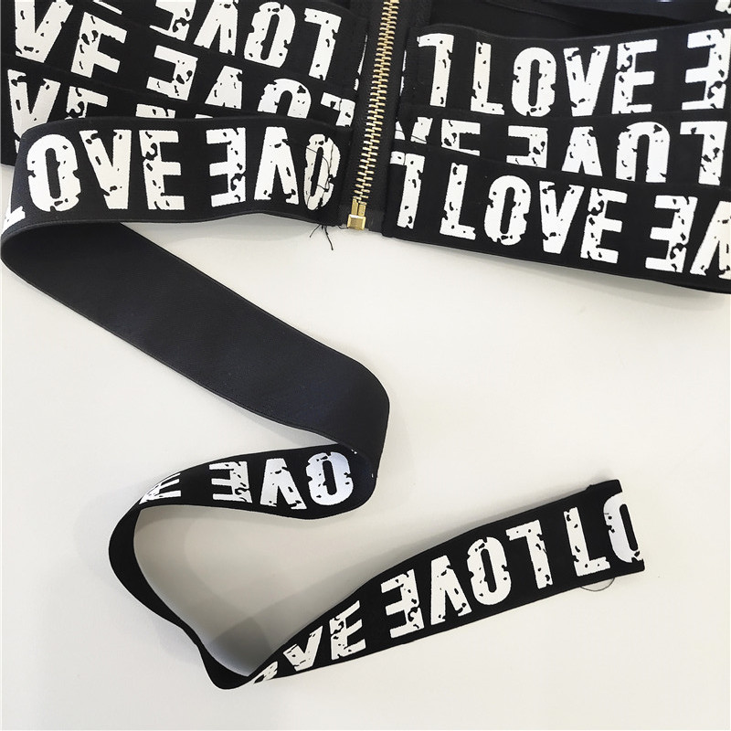 Carta de las mujeres elástico ancho de la cintura sello cinturón ancho cremallera cuerpo que forma moda prendas de vestir exteriores accesorios camisa vestido cinturón decorativo