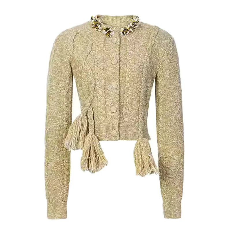 Винтажный стильный роскошный кардиган с цветочным 3D ретро-вязаным узором для женщин