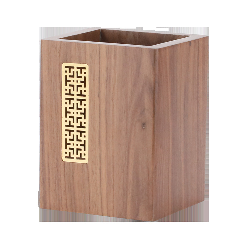 호두 사각 창 펜 홀더