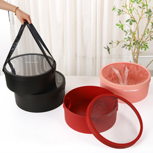 源头厂家直销高档手提鲜花圆形水果鲜花包装盒开窗花盒礼盒防水