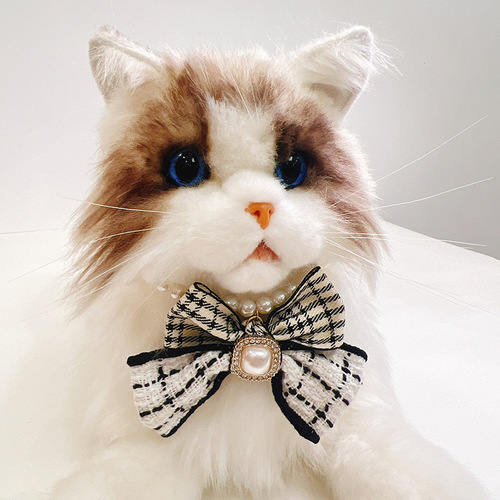 Korean high-end pet pearl necklace, small fragrant cat collar, cute dog collar, teddy necklace jewelry