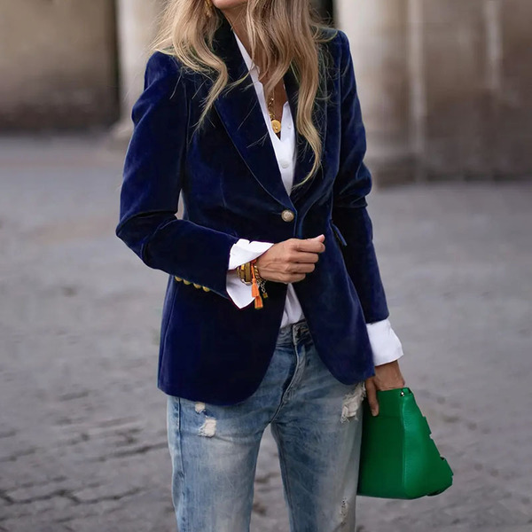 Spring velvet elegant classic suit jacket
