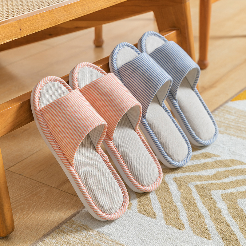Zapatillas de lino para mujeres primavera y otoño interior algodón y lino pisar mierda en el hogar antideslizante pareja de verano hombre