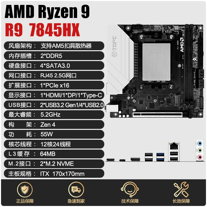 Комплект с процессором R9 7845HX для мощного компьютера AMD, материнская плата DDR5, для игр, офиса, NAS и продуктивности