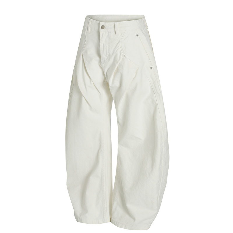 Dc+G6685 New Casual American-Style Pleated Design Curved Pants Trendy Brand Three-Dimensional Cut Loose Cargo Pants