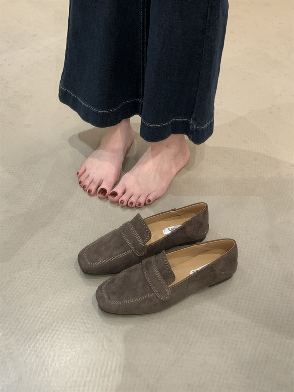 法式晚风2025年春秋冬季一脚蹬懒人鞋软底玛丽珍复古绒面单鞋子女|undefined