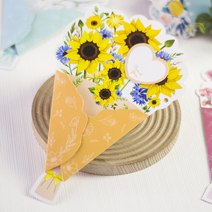 Women's Day Goddess Day Teacher's Day Three-Dimensional Bouquet Greeting Card Creative Casual Bouquet Card Birthday Wishes Greeting Card