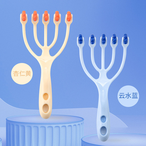 Five-Pronged Roller Head Massager, Handheld Scalp Therapy Device: 9-Pronged Massage & Meridian Comb for Scratching, Relaxing, and Soothing the Scalp