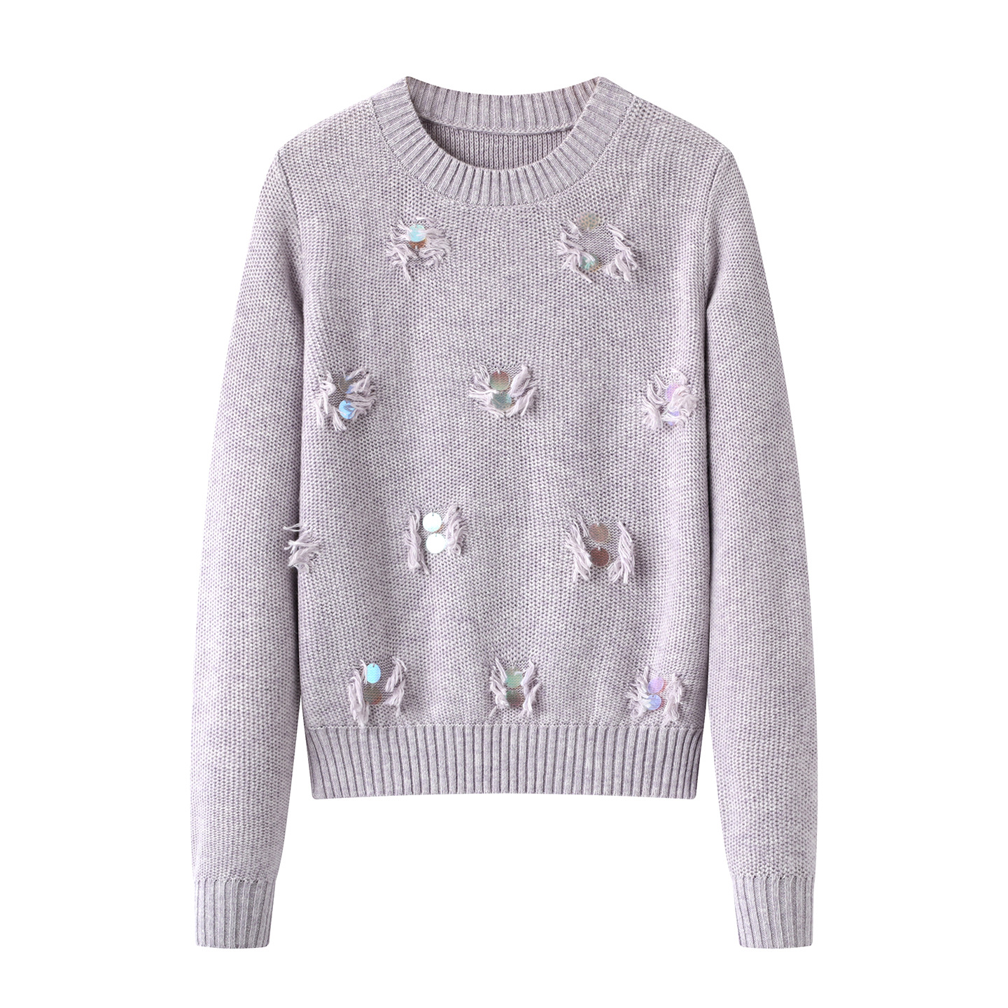 超好看紫色套头针织衫女2025秋装新款慵懒宽松圆领上衣M65A362