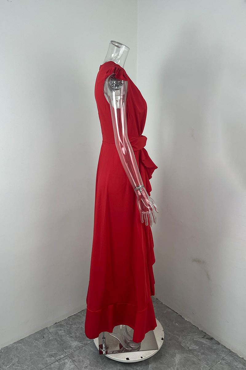 2026 New Model Cross-Border Foreign Trade Elegant Commuting High-Waisted Slim-Fit Solid Color Dress_ecoleips.com