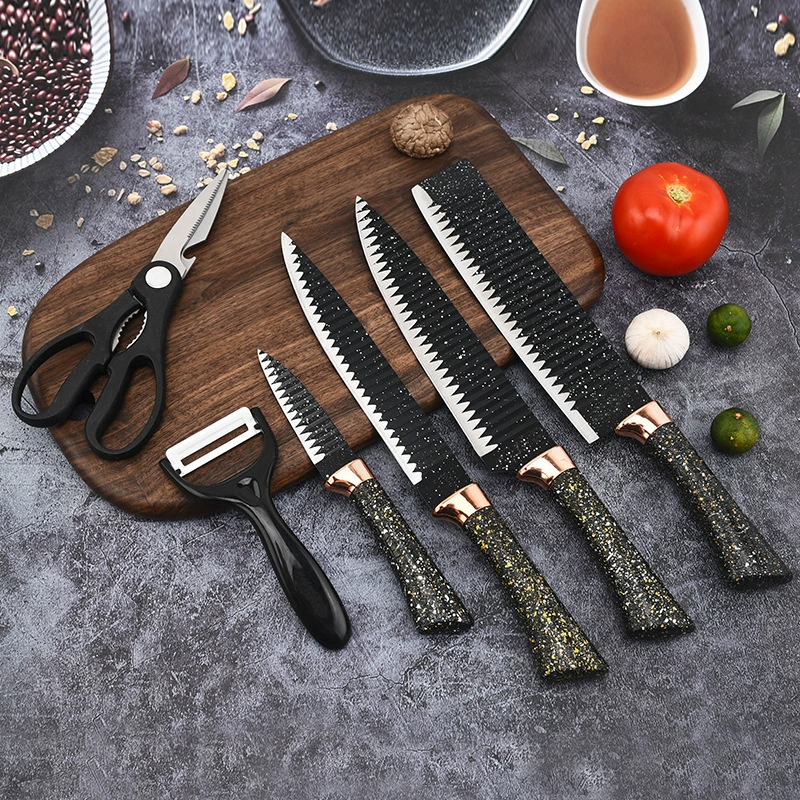 Внешняя торговля, экспорт, хит продаж, набор кухонных ножей Mai Fan Stone с волнообразным узором, однослойной головкой 238A, из шести предметов