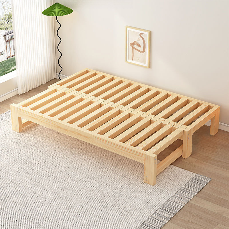 Solid Wood Sofa Bed, Multifunctional Folding Bed, Pull-Out Bed, Sofa Bed, All-In-One Dual-Purpose Telescopic Bed Wholesale