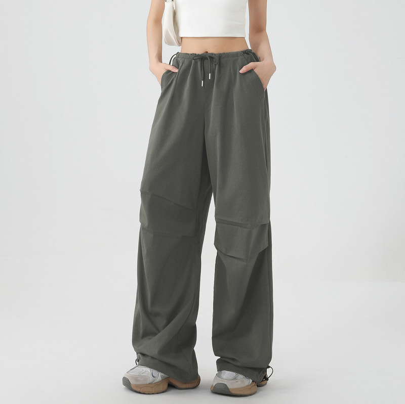 Trendy Dopamine Cargo Pants for Women 2025 New Tall Wasteland Style Loose High-Waisted Drawstring Wide-Leg Casual Pants