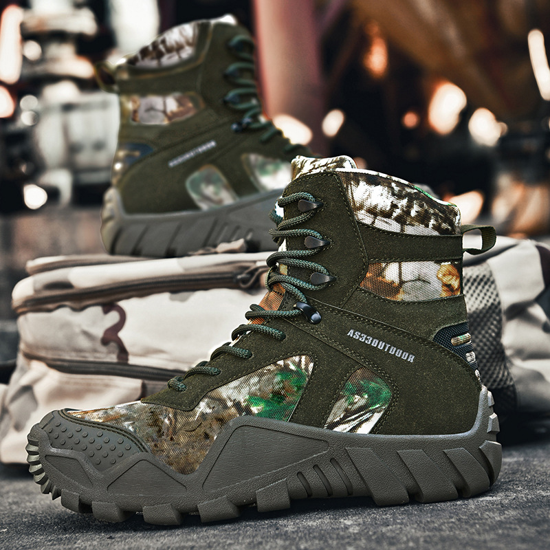 Grandes botas de entrenamiento de campo al aire libre, zapatos de montaña de alta altura, nuevos zapatos turísticos de hombre de otoño y invierno para esquí.