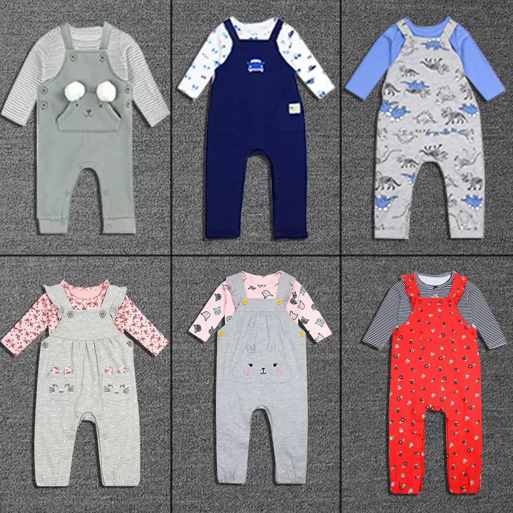 2024新款婴幼儿外贸连体衣跨境baby背带长裤爬服套装婴儿连体哈衣