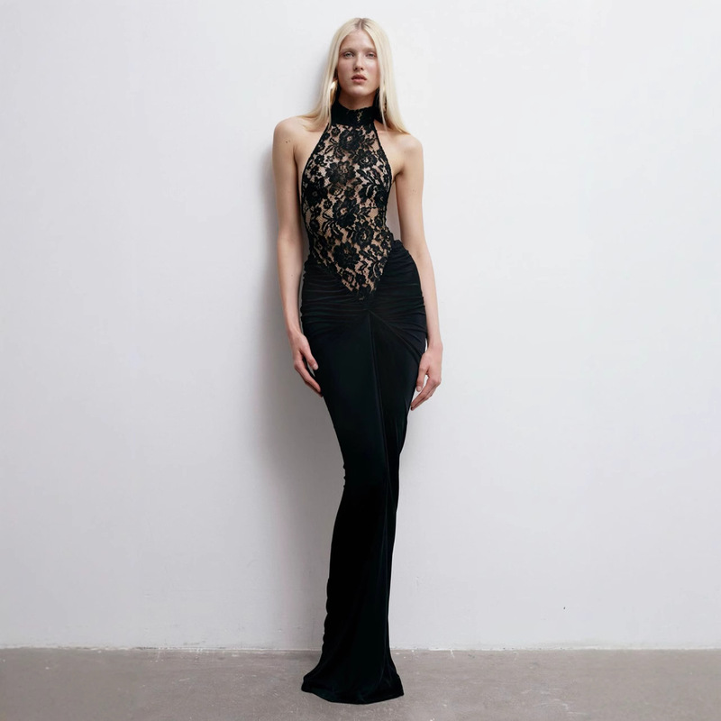 European and American Cross-border Fashion New Black Sexy Hollow Slim-fit Slim-fit Long dress Elegant Backless Party Dress European and American Cross-border Fashion New Black Sexy Hollow Slim-fit Slim-fit Long dress Elegant Backless Party Dress