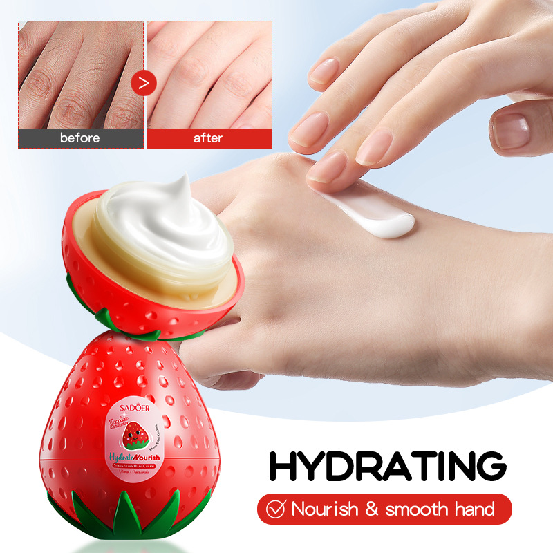 Cross-border in-stock strawberry hand cream SADOER Vitamin E moisturizing and nourishing hand cream direct sales from foreign trade factory