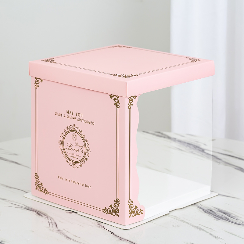 厂家批发半透明单双层加高6/8/10寸烘焙包装三合一透明生日蛋糕盒