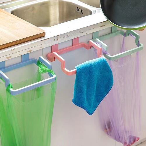 Kitchen door-back portable garbage bag holder, door-back rag rack, trash can rack, kitchen door-mounted trash can