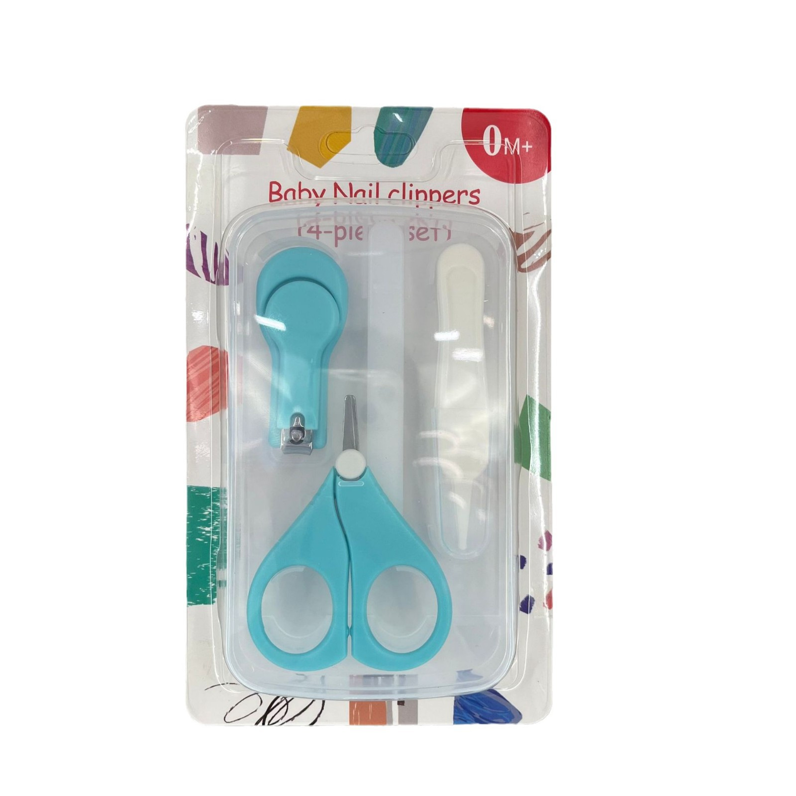 Cuatro piezas de tijeras de uñas para bebés multicolores, ajuste de clip de uñas de seguridad para bebés, conjunto de archivos de uñas para bebés